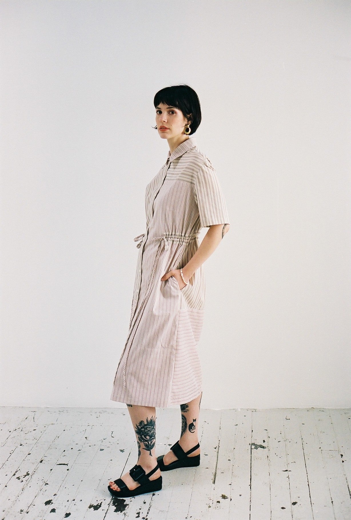 Elli Dress in Beige Patch