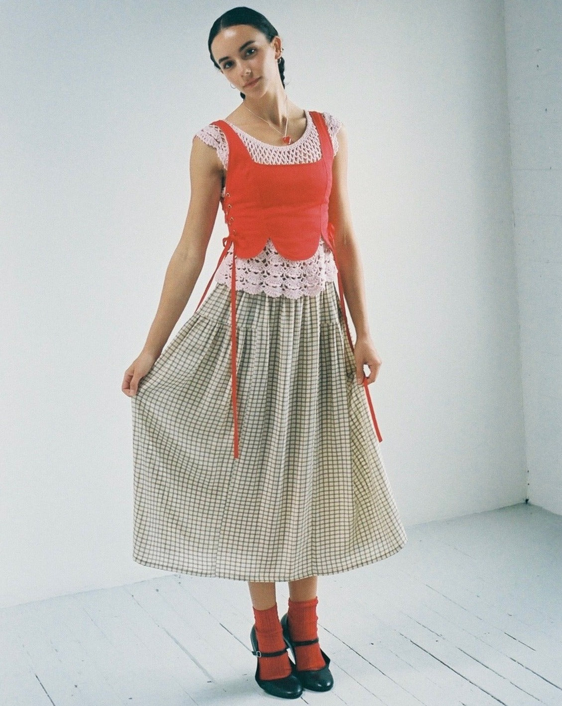 Calyx Skirt in Grid- S