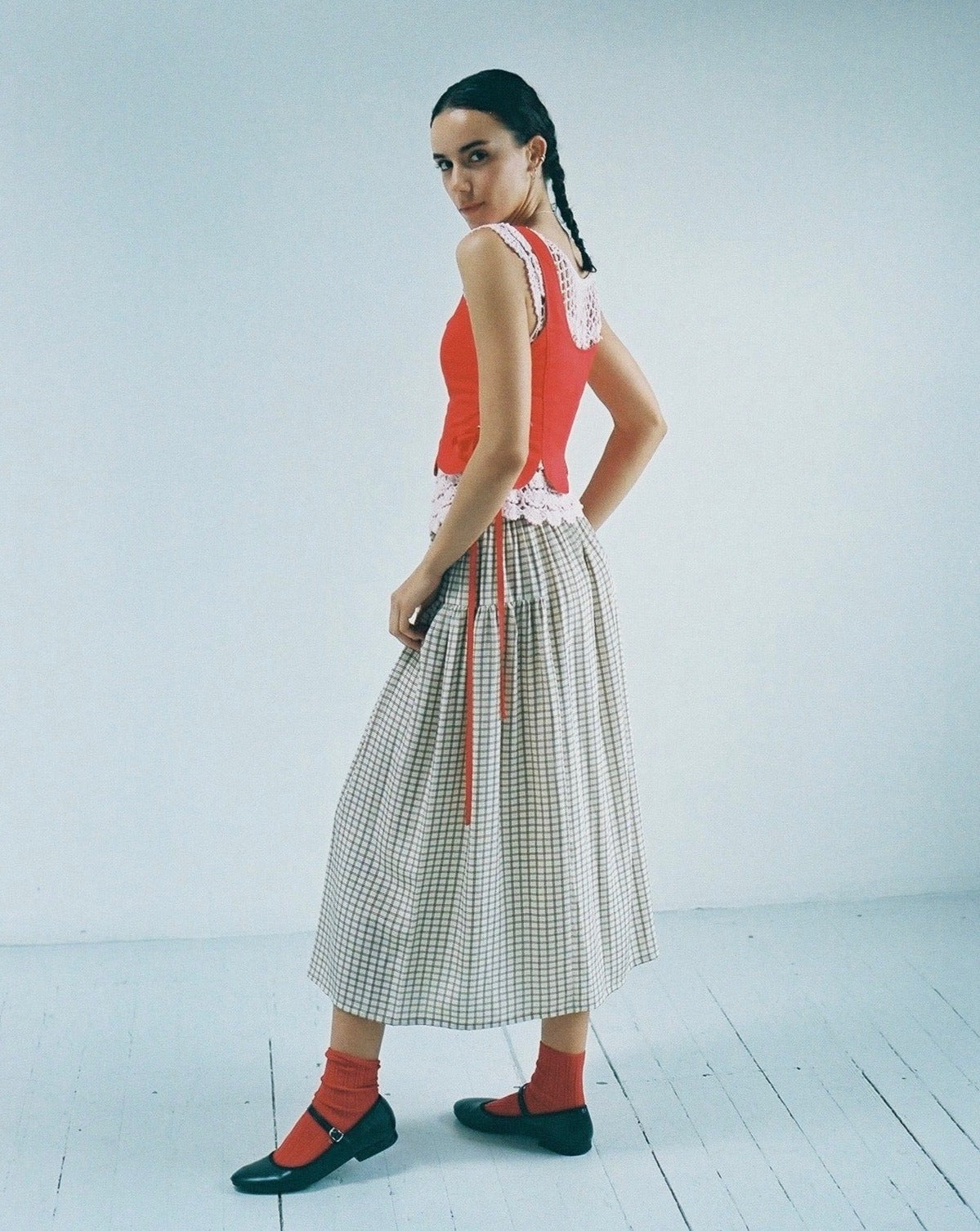 Calyx Skirt in Grid- S