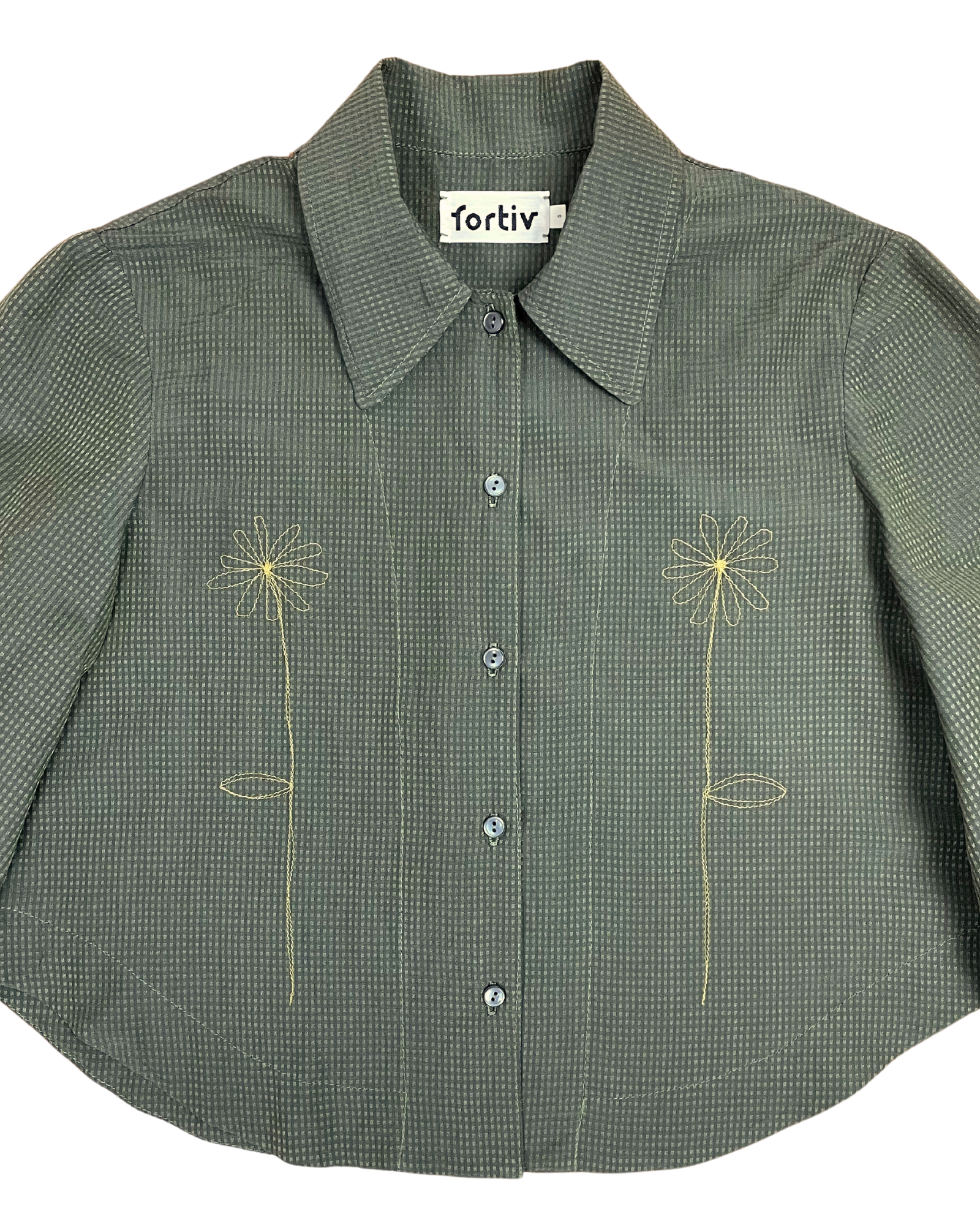 Flower Embroidered Kara Shirt in Olive