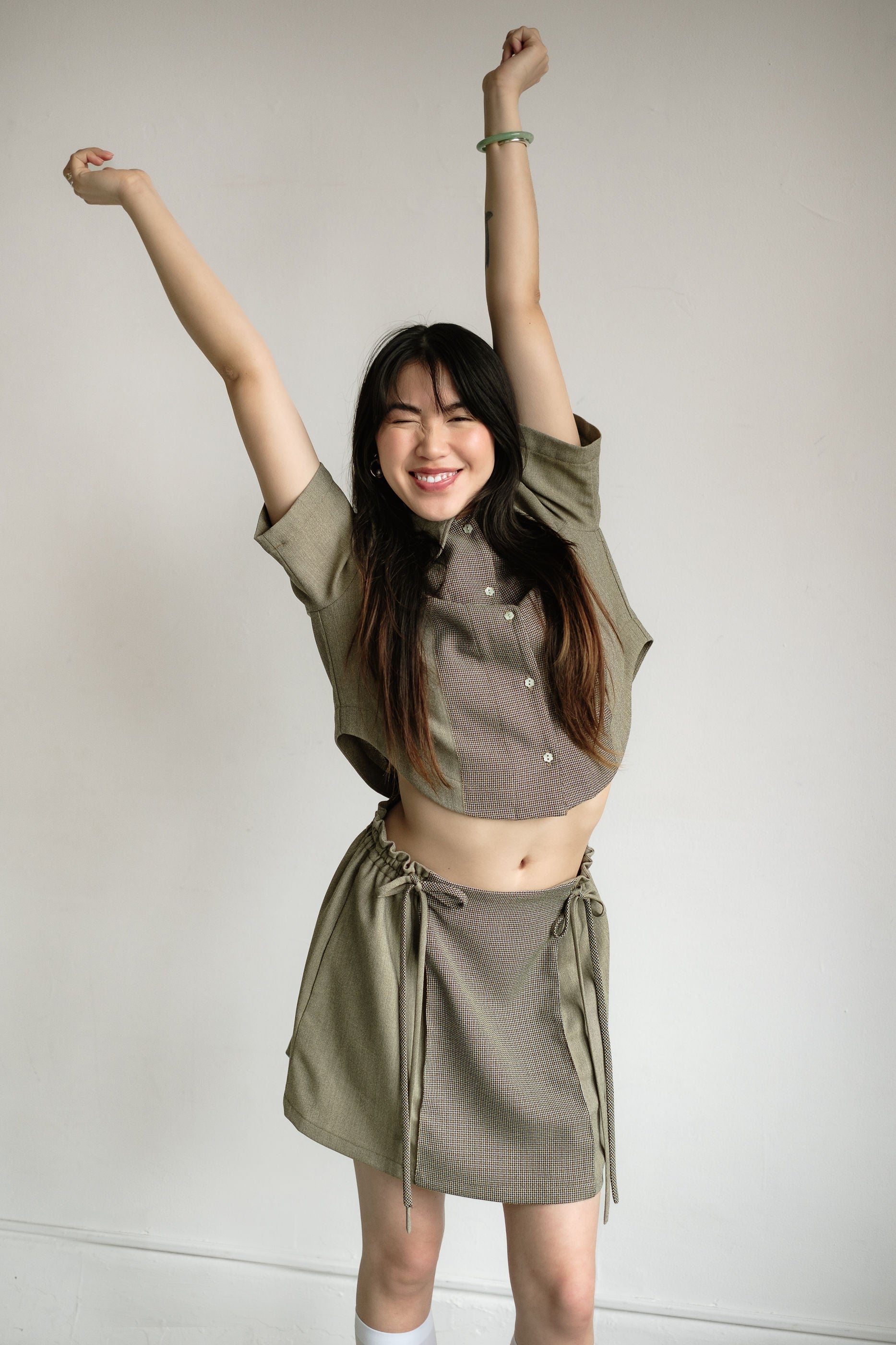 Mini Nico Skirt in 2-tone Moss- XS