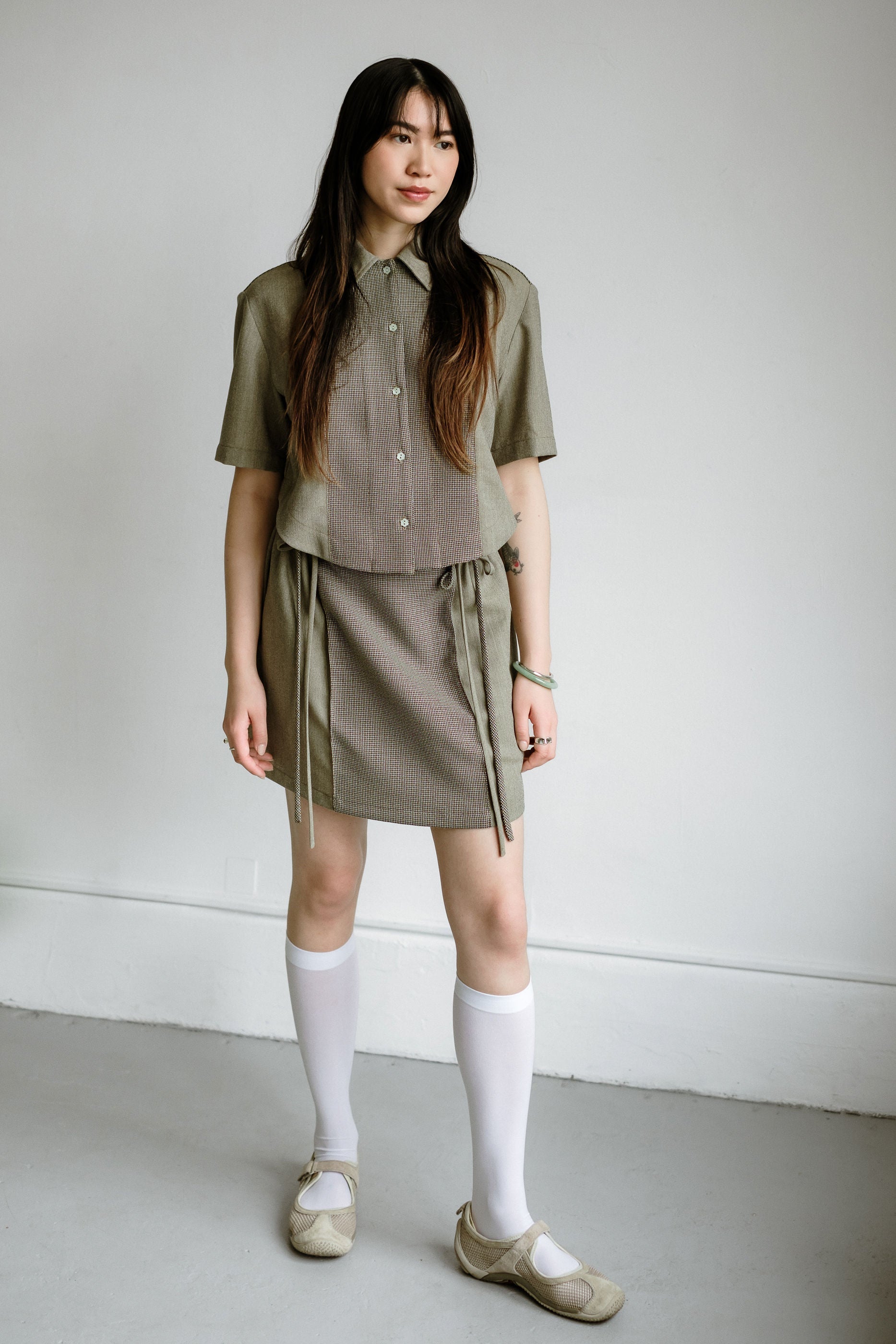 Mini Nico Skirt in 2-tone Moss