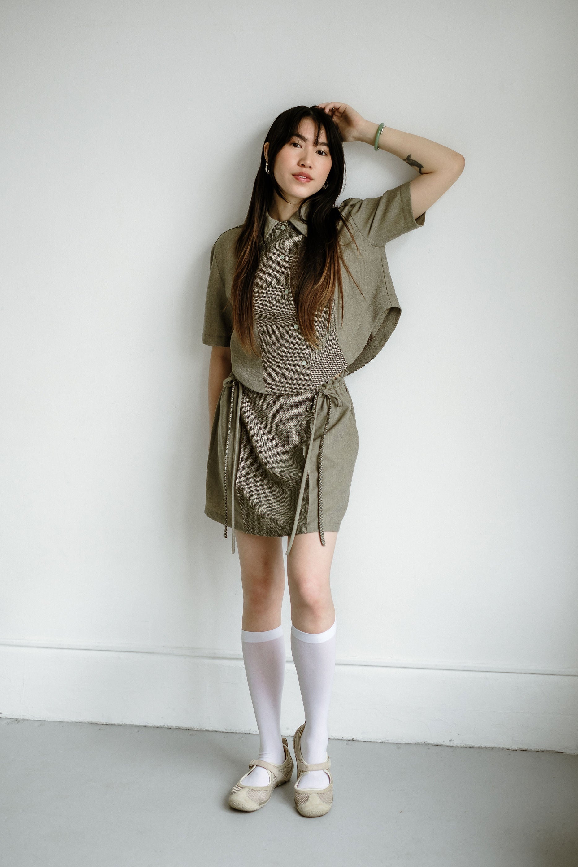 Mini Nico Skirt in 2-tone Moss