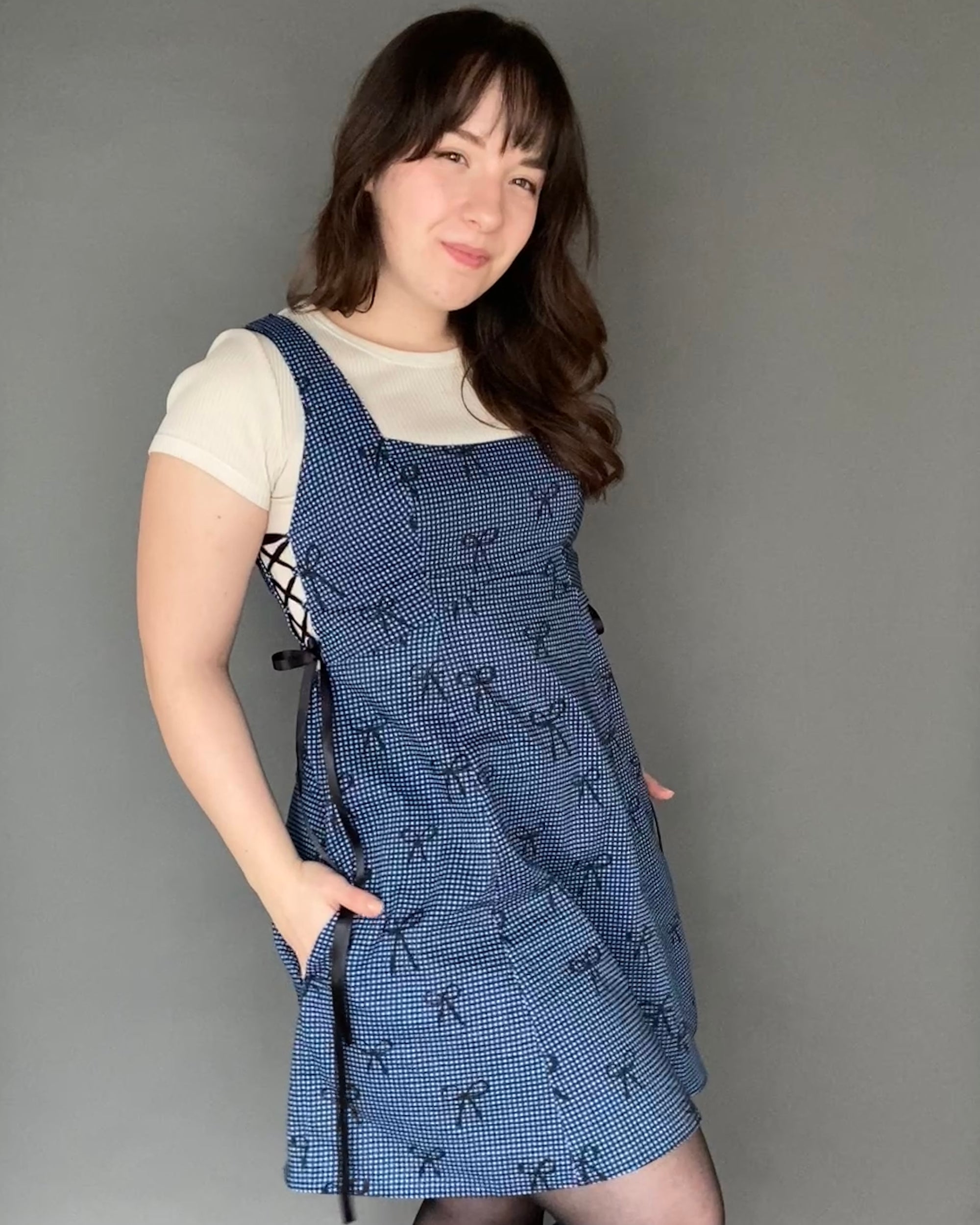 Tulip Dress Mini in Caramel Pinstripe