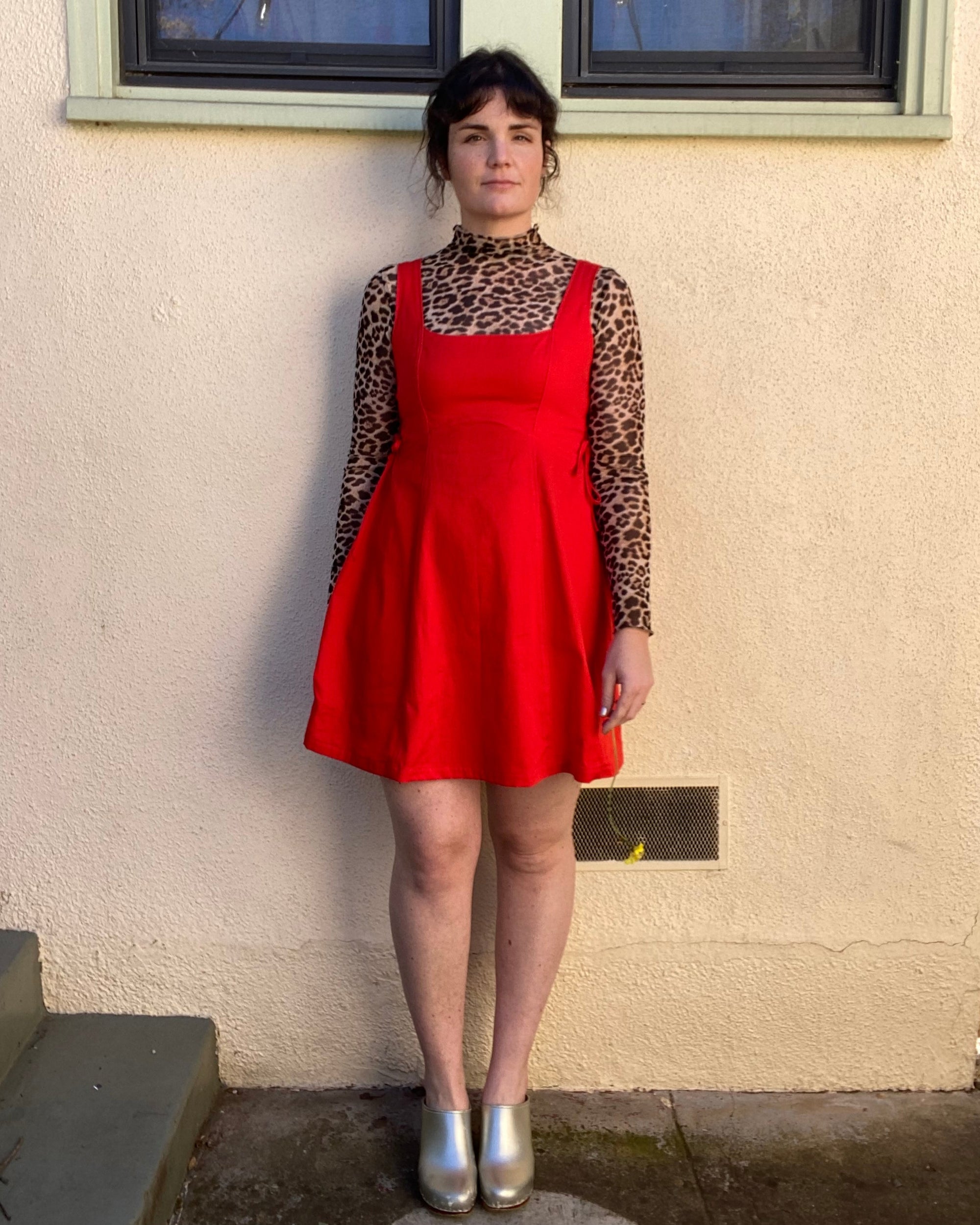 Tulip Dress Mini in Caramel Pinstripe