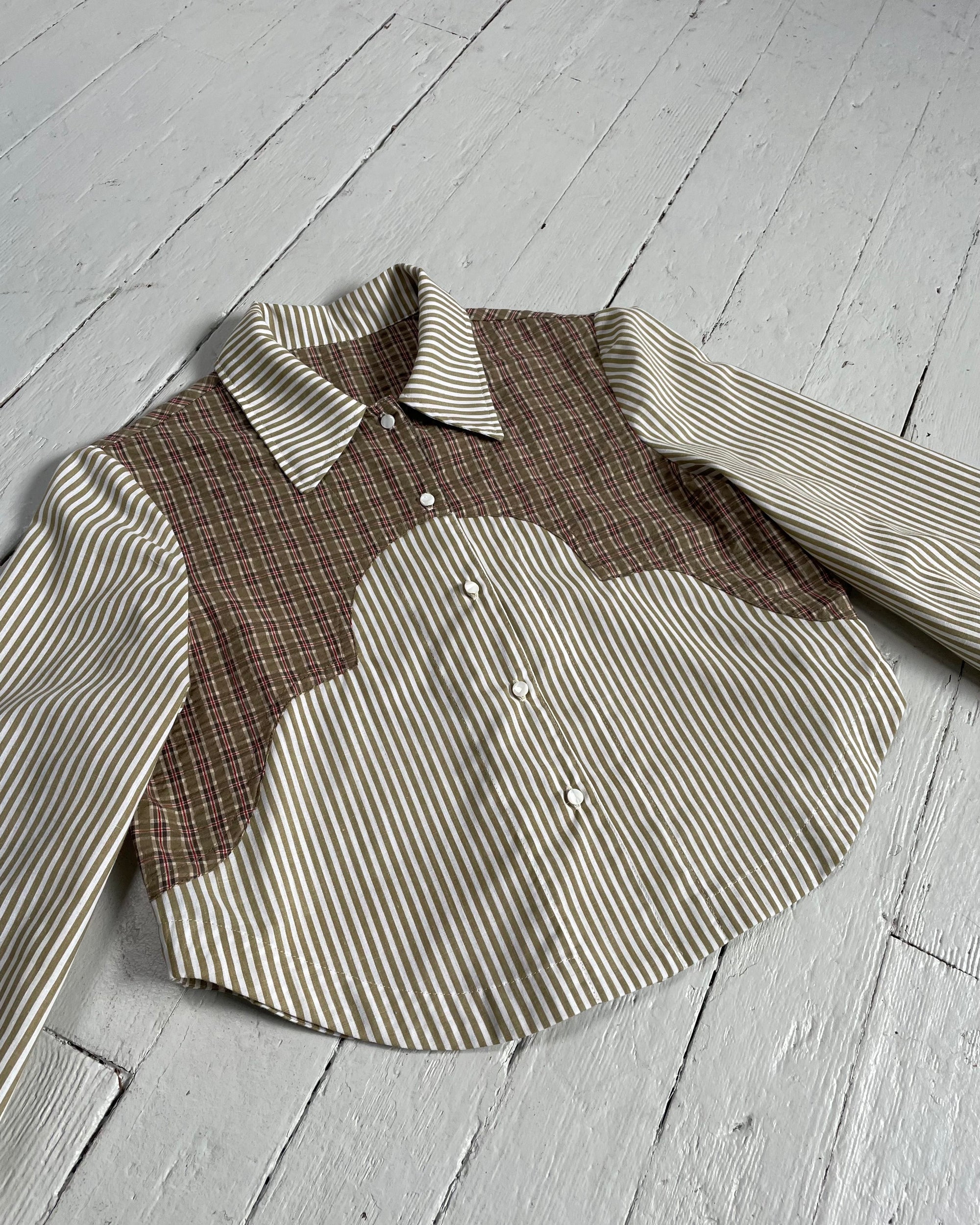 Kara Shirt in Mossy Stripes- XS